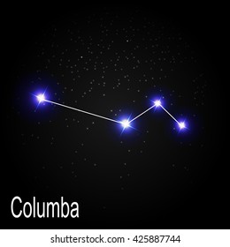 Columba Constellation with Beautiful Bright Stars on the Background of Cosmic Sky Vector Illustration EPS10