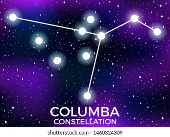 Columba constellation. Starry night sky. Cluster of stars and galaxies. Deep space. Vector illustration