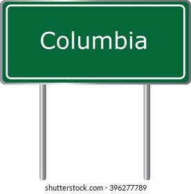 Columbia , Connecticut ,  road sign green vector illustration, road table, USA city