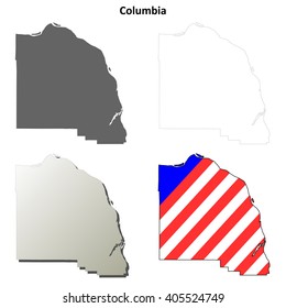 Columbia County, Oregon blank outline map set