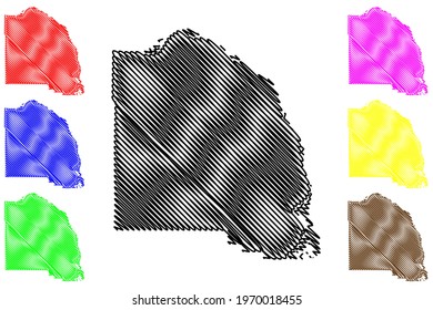 Columbia County, Oregon State (U.S. county, United States of America) map vector illustration, scribble sketch Columbia map