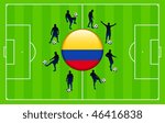 Columbia Flag Icon Internet Button with Soccer Match Original Vector Illustration