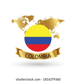 Columbia Flag .official national flags of the world series. circular design . Vector