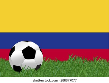 Columbia flag with soccer ball on the yard , EPS10