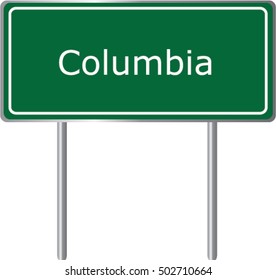 Columbia , Illinois , road sign green vector illustration, road table, USA city