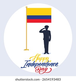 Columbia Independence Day. 20 July. 20th July. Independence, National Day, Flag, Typographic Design, Creative Concept. Template for Banner, Poster, Advertising, Greeting card,Postcard, Flyer, Web Page