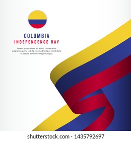 Columbia Independence Day Celebration, banner set Design Vector Template Illustration