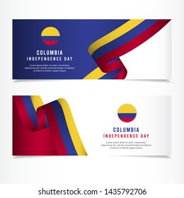 Columbia Independence Day Celebration, banner set Design Vector Template Illustration