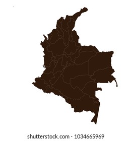 Columbia map in black on a white background. Vector illustration.