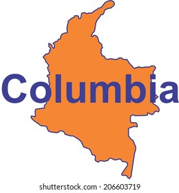 Columbia map isolated on white with blue borders, vector