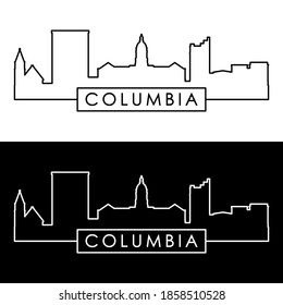 Columbia, MO Skyline. Linear Style. Editable Vector File.