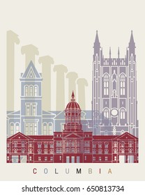 Columbia MO Skyline Poster N Editable Vector File