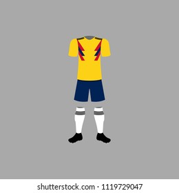 Columbia national football form illustration. Detailed national soccer form illustrations. Premium quality graphic design icon. One of the collection icon for websites, web design on grey background