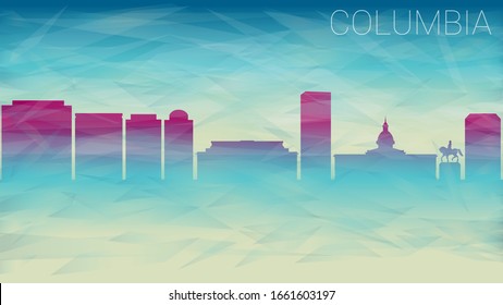 Columbia, SC, USA City Skyline Vector Silhouette. Broken Glass Abstract  Textured. Banner Background Colorful Shape Composition.