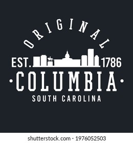 Columbia, SC, USA Logotype Sports College and University Style. Illustration Design Vector City.