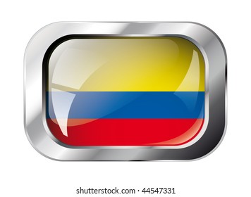 columbia shiny button flag vector illustration. Isolated abstract object against white background.