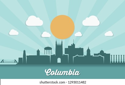 Columbia skyline - Missouri, United States of America, USA - vector illustration