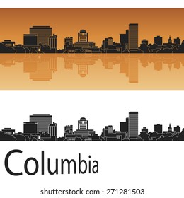 Columbia skyline in orange background in editable vector file