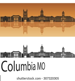 Columbia skyline in orange background in editable vector file