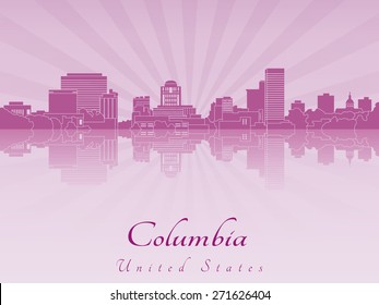 Columbia skyline in purple radiant orchid in editable vector file