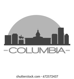 Columbia Skyline Silhouette Skyline Stamp Vector City Design