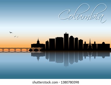 Columbia skyline - South Carolina, United States of America, USA - vector illustration