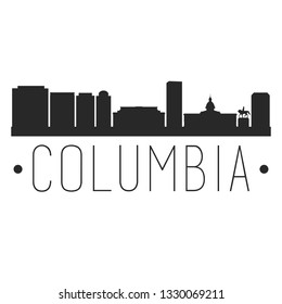 Columbia South Carolina. City Skyline. Silhouette City. Design Vector. Famous Monuments.