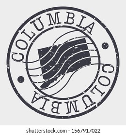 Columbia Stamp Postal. Map Silhouette Seal. Passport Round Design. Vector Icon. Design Retro Travel.