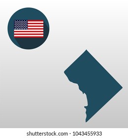 Columbia State Map, American flag. Icons on a white background.