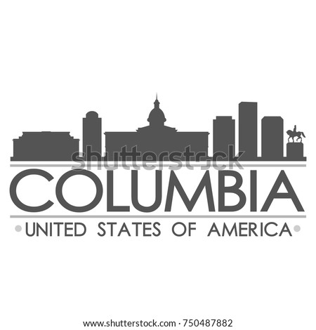 Columbia USA Skyline Silhouette Design City Vector Art Famous Buildings