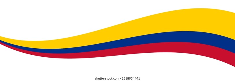 Wellenbanner-Hintergrund der kolumbianischen Flagge. Kolumbianische Flagge. Farben der Columbia Fahne Dekoration. Vektorgrafik.