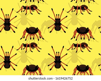 Columbian Giant Redleg Tarantula Cartoon Vector Seamless Background Wallpaper-01