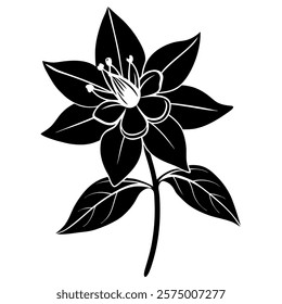 Columbine flower silhouette vector on white background