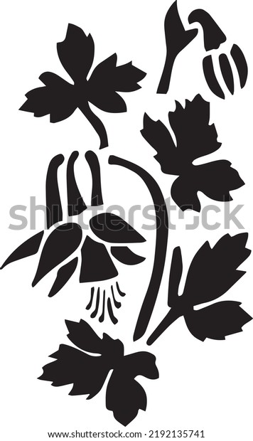 Columbine Vector,
Stencil, black and
white