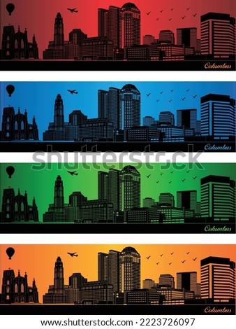 Columbus city in a four different colors - illustration