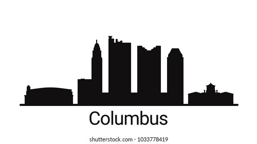 Columbus city outline skyline. All Columbus buildings - customizable objects, so you can simple change skyline composition. Minimal design.