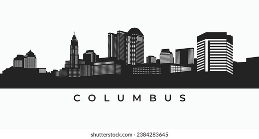 Silueta del perfil de la ciudad de Colón. Vista aérea del centro de Ohio, ilustración de los Estados Unidos