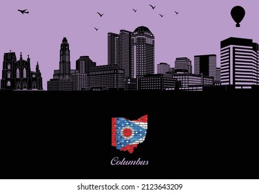 Columbus city skyline silhouette - illustration