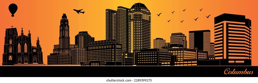 Columbus city skyline silhouette - illustration