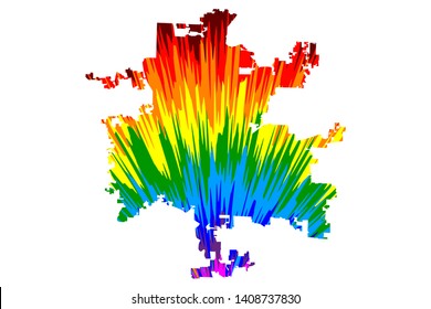 Columbus city (United States of America, USA, U.S., US, United States cities, usa city) - map is designed rainbow abstract colorful pattern, City of Columbus map made of color explosion,