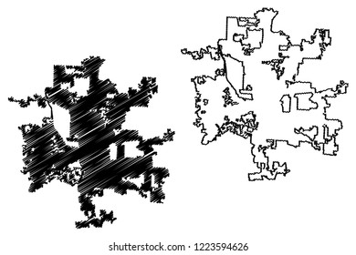 Columbus City ( United States cities, United States of America, usa city) map vector illustration, scribble sketch City of Columbus map