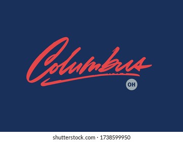 "Columbus" custom script lettering. Editable colours and size.