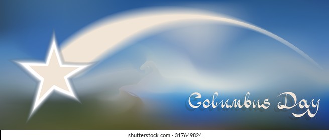 Columbus day.
Abstract image of flying the star between the two continents.
