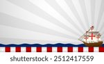 Columbus day with america flag background copy space area. Suitable for greeting card. poster presentations