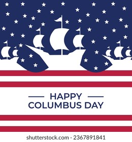 columbus day background american flag ship silhouette design. vector for banner, greeting card, poster, web, social media.