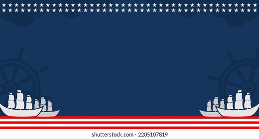 Columbus Day Background with copy space area. Silhouette of Ship and Steer Wheel. Suitable for use for the event.