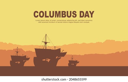 Columbus Day Background Design. Banner, Poster, Greeting Card. Vector Illustration.