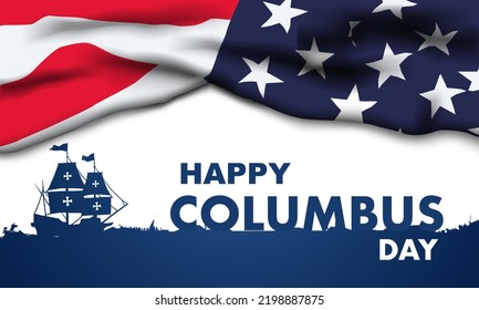 columbus Day Background Design. Banner, Poster, Greeting Card. Vector Illustration.