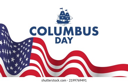 columbus Day Background Design. Banner, Poster, Greeting Card. Vector Illustration.