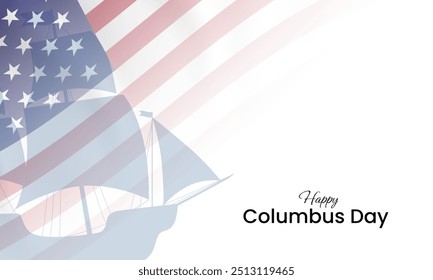 Columbus Day background design. Columbus Day celebration with ship silhouette. Vector illustration